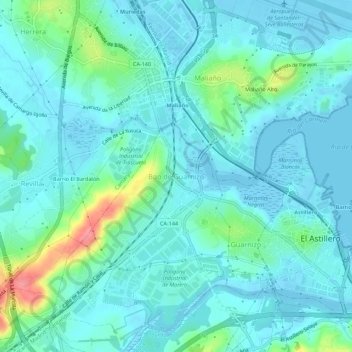Mapa topográfico Boo de Guarnizo, altitud, relieve