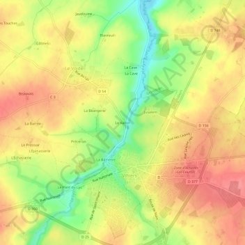 Mapa topográfico Le Vallon, altitud, relieve