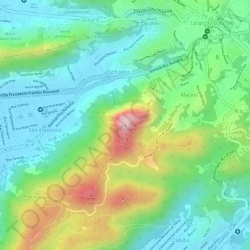 Mapa topográfico Santo Ignácio, altitud, relieve