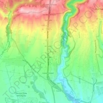 Mapa topográfico Le Rughe, altitud, relieve