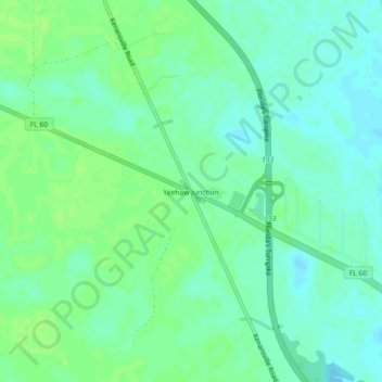 Mapa topográfico Yeehaw Junction, altitud, relieve