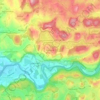 Mapa topográfico Wittenberg, altitud, relieve