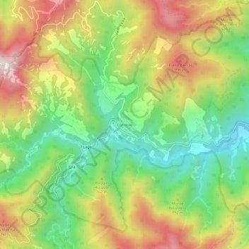 Mapa topográfico Corniolo, altitud, relieve