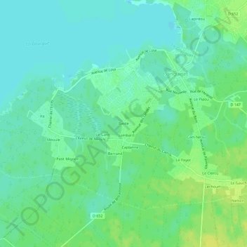 Mapa topográfico Basile, altitud, relieve
