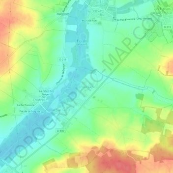 Mapa topográfico Poursay, altitud, relieve