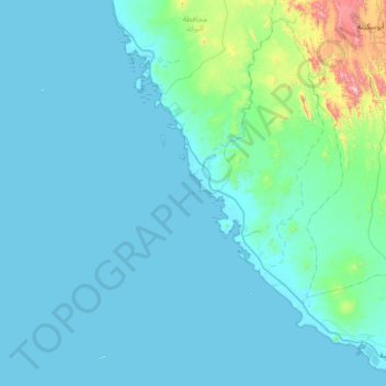 Mapa topográfico جزيرة أم القشع, altitud, relieve
