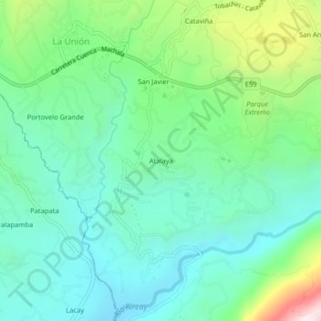 Mapa topográfico Atalaya, altitud, relieve