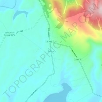 Mapa topográfico Peleco, altitud, relieve