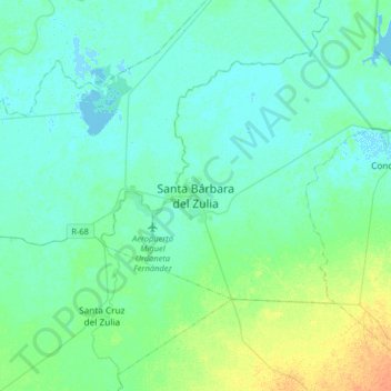 Mapa topográfico Santa Bárbara del Zulia, altitud, relieve