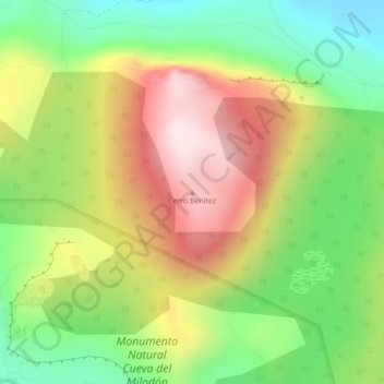 Mapa topográfico Cerro Benítez, altitud, relieve