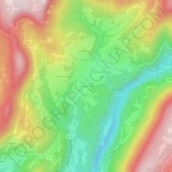Mapa topográfico La Caserne, altitud, relieve