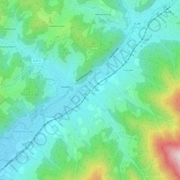 Mapa topográfico Oberwinden, altitud, relieve