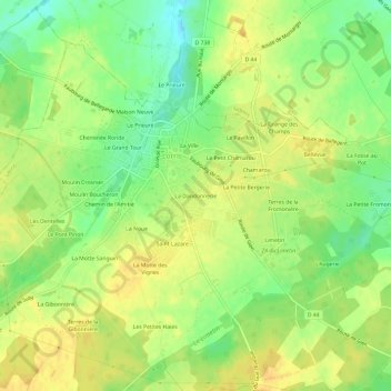 Mapa topográfico La Dandonnerie, altitud, relieve