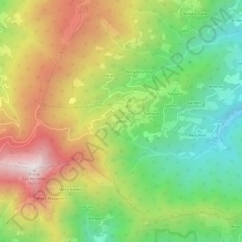 Mapa topográfico Lanza, altitud, relieve