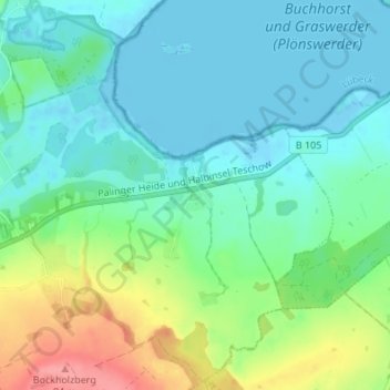 Mapa topográfico Zarnewenz, altitud, relieve