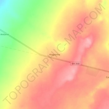 Mapa topográfico Alagoinha, altitud, relieve