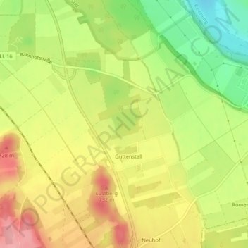 Mapa topográfico Lechrain, altitud, relieve