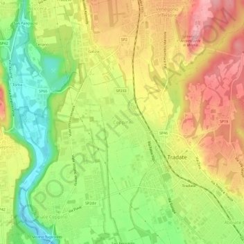 Mapa topográfico Ceppine, altitud, relieve