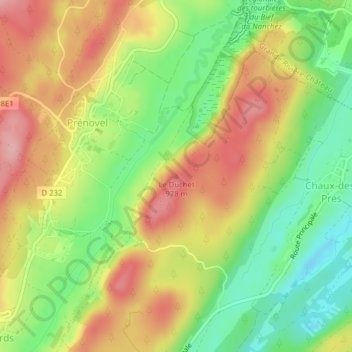 Mapa topográfico Le Duchet, altitud, relieve
