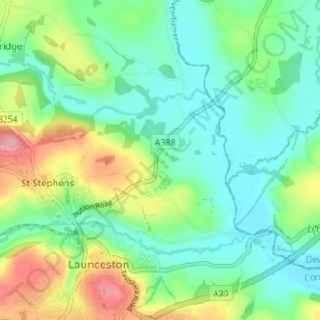 Mapa topográfico Dutson, altitud, relieve