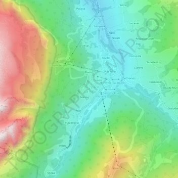 Mapa topográfico La Villa, altitud, relieve