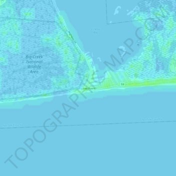 Mapa topográfico Long Point, altitud, relieve
