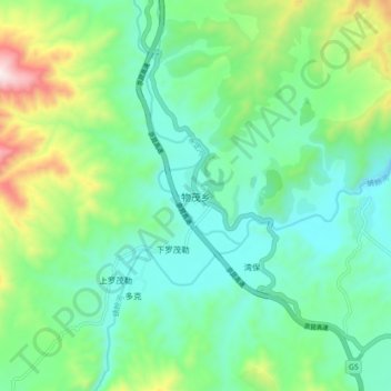 Mapa topográfico Wumao, altitud, relieve