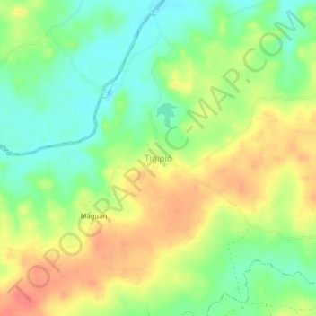 Mapa topográfico Tigipió, altitud, relieve