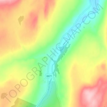 Mapa topográfico Langdale, altitud, relieve