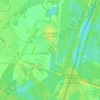 Mapa topográfico Rheinschluth, altitud, relieve