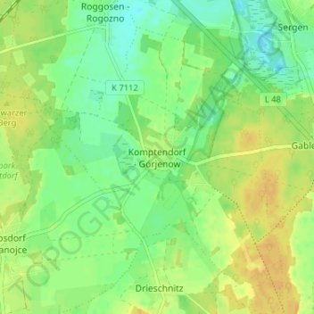 Mapa topográfico Komptendorf, altitud, relieve