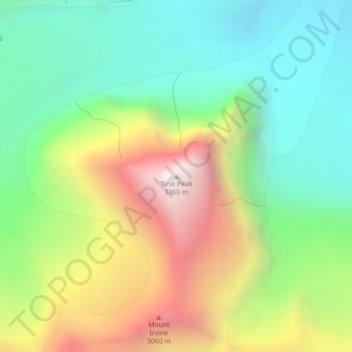 Mapa topográfico Tusk Peak, altitud, relieve