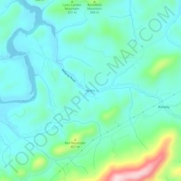 Mapa topográfico Acorn, altitud, relieve