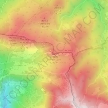 Mapa topográfico Groppo del Vescovo, altitud, relieve