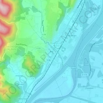 Mapa topográfico Blod, altitud, relieve