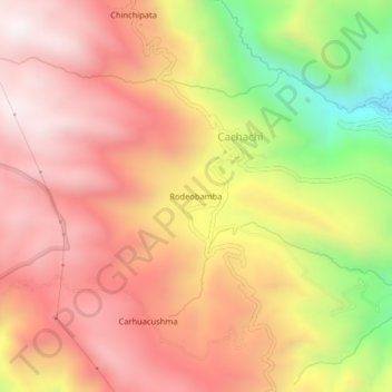 Mapa topográfico Rodeobamba, altitud, relieve