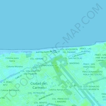 Mapa topográfico COL. SAN CARLOS, altitud, relieve