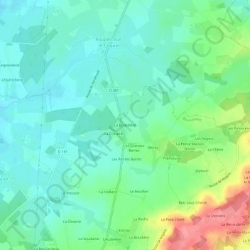 Mapa topográfico La Bizardière, altitud, relieve