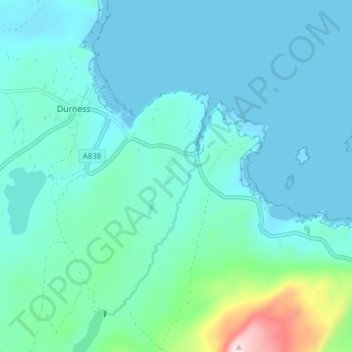 Mapa topográfico Smoo, altitud, relieve