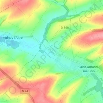 Mapa topográfico Coulvagny, altitud, relieve