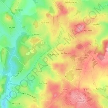 Mapa topográfico Le Masmont, altitud, relieve