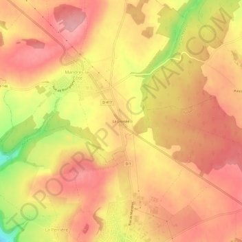 Mapa topográfico La Croisée, altitud, relieve