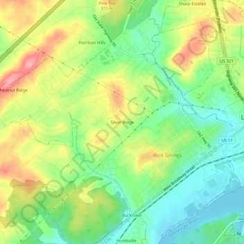 Mapa topográfico Silver Ridge, altitud, relieve