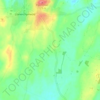 Mapa topográfico Coedana, altitud, relieve