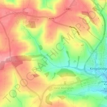 Mapa topográfico Lower Holditch, altitud, relieve