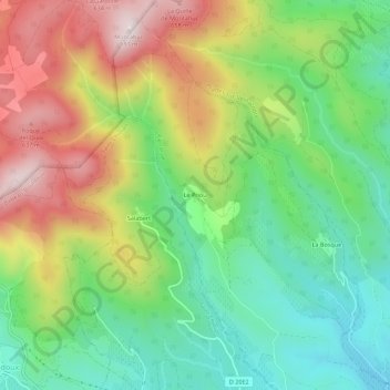 Mapa topográfico Le Priou, altitud, relieve