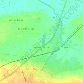 Mapa topográfico La Chatte, altitud, relieve
