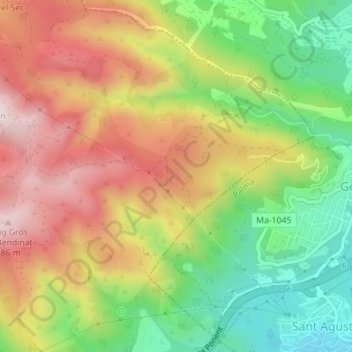 Mapa topográfico Na Burguesa, altitud, relieve