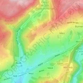 Mapa topográfico Rivage, altitud, relieve