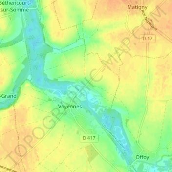 Mapa topográfico Buny, altitud, relieve